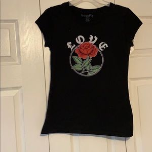 Black Shirt with love & roses design on front